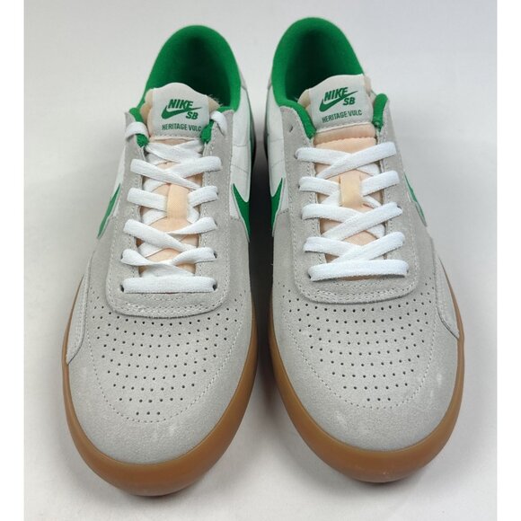 Nike SB Heritage Vulc Mens White Lucky Green Shoes Skateboarding Loq CD5010-101 - Picture 4 of 10